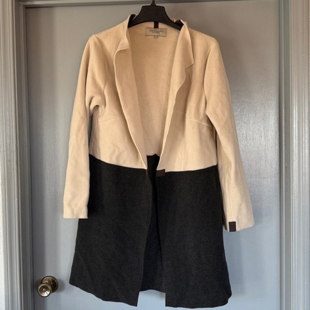Henriette Steffensen Copenhagen Women Cream Gray Cardigan Duster sz Large